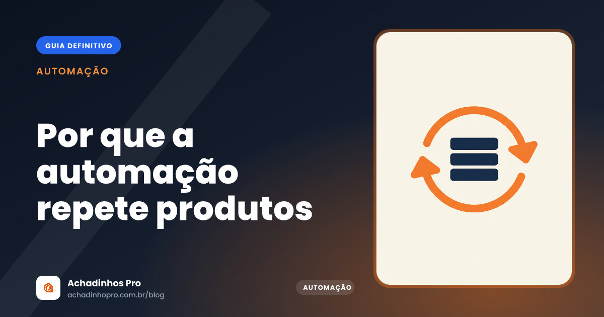 Capa do post sobre por que a automação repete produtos nos grupos de WhatsApp e como configurar a janela.