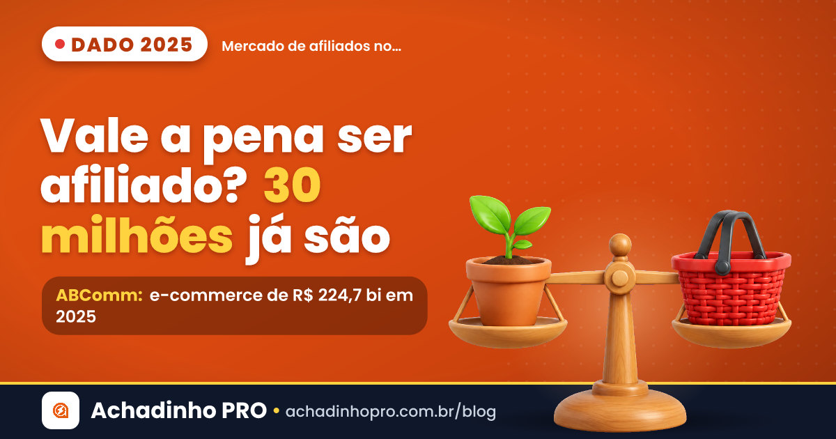 Capa sobre se vale a pena ser afiliado no Brasil em 2025 e 2026, com dados do mercado de afiliados e do e-commerce.
